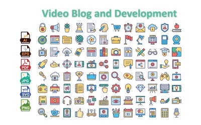80+ ikoner för video- och bloggutveckling