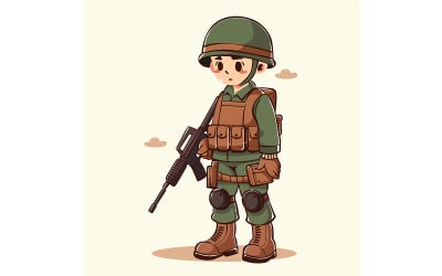 Illustration 3D, personnage, icône Soldat militaire