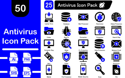 Pacchetto icone antivirus | AI | EPS | SVG | PNG