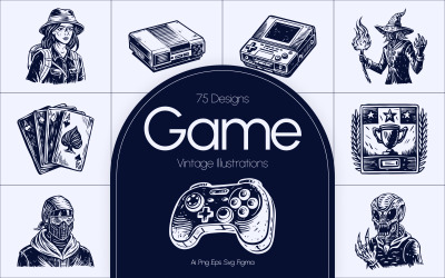Vintage Game Illustration Set