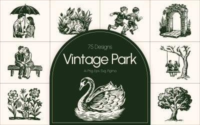 Zestaw ilustracji do parku w stylu vintage