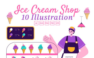 10 Ilustracja sklepu z lodami