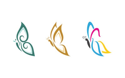 Modèle de conception de logo d&amp;#39;icône vectorielle simple de papillon de beauté v.17