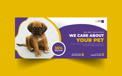 Modello di banner per social media per la cura degli animali domestici