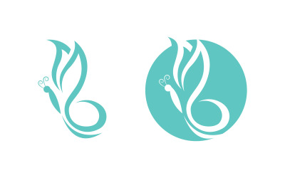 Modello di logo con icona vettoriale semplice di farfalla di bellezza v.16