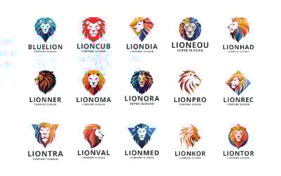 Paquete de logotipos de leones: 15 logotipos vectoriales únicos de cabezas de león