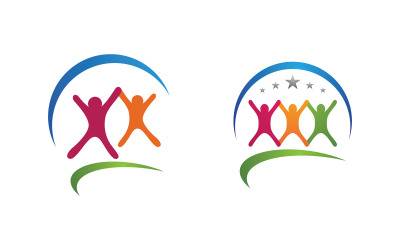 Human care adoption group network and social logo design vv.66