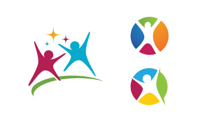 Human care adoption group network and social logo design vv.73