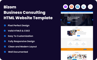 Modelo de site HTML para consultoria empresarial Bizom