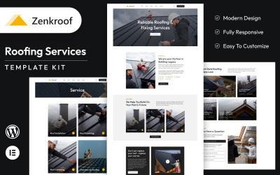 Zenkroof – Kit de plantillas Elementor para servicios de techado