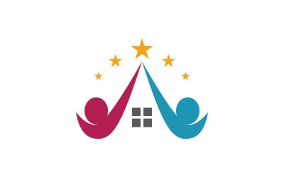Human care adoption group network and social logo design vv.104