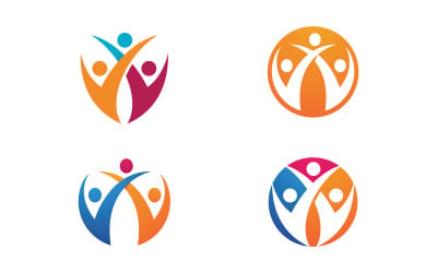 Human care adoption group network and social logo design vv.79