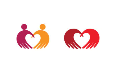 Human care adoption group network and social logo design vv.80