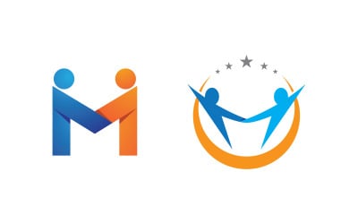 Human care adoption group network and social logo design vv.92