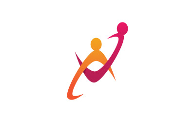 Human care adoption group network and social logo design vv.93