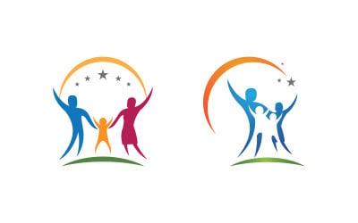 Human care adoption group network and social logo design vv.94