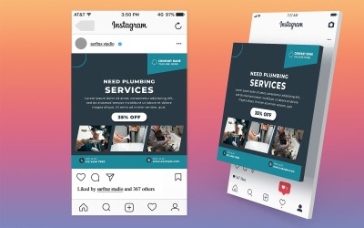 Modelo de postagem em PSD para mídia social de serviço de encanador moderno para promoção de reparo de água e instalação de encanamentos