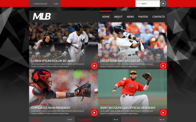 Modelo de site do portal de notícias de beisebol