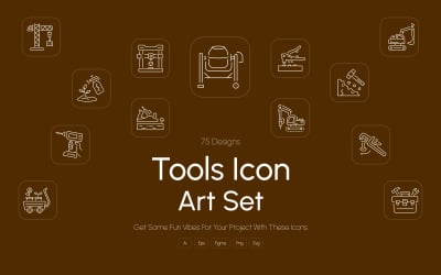 Modern Tools Icon Art Set
