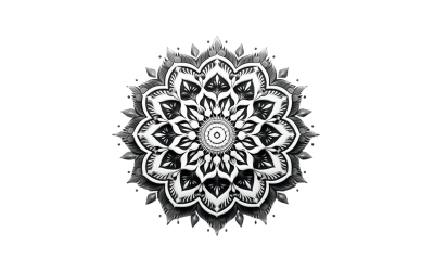 Black and white mandala with transparent background