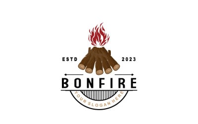 Campfire Logo Design Bonfire Vector V5