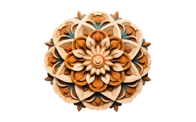 Colorful 3d flower mandala with transparent background