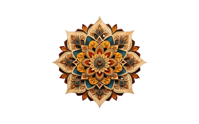 Colorful flower mandala with transparent background