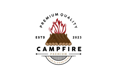 Diseño de logotipo de fogata Bonfire Vector V7