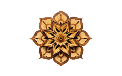 Golden flower mandala with transparent background