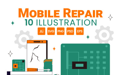 10 Illustration av mobilreparationstjänst