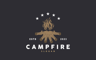 Kamp Ateşi Logo Tasarımı Bonfire Vector V1