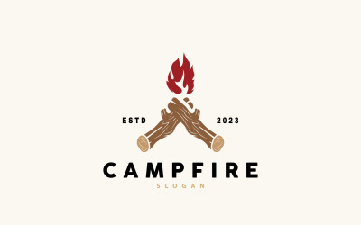 Kamp Ateşi Logo Tasarımı Bonfire Vector V2