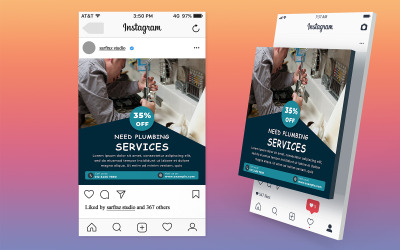 Modèle de publication PSD pour les réseaux sociaux de services de plomberie professionnels, pour les publicités Instagram et Facebook