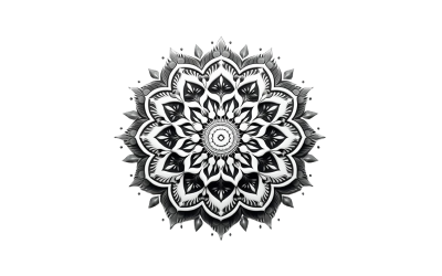 Schwarz-weißes Mandala mit transparentem Hintergrund