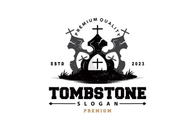 Tombstone Logo Tomb Cemetery Cross V12