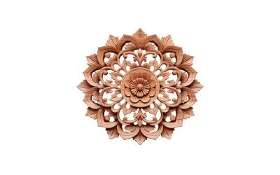 Wooden art mandala with transparent background