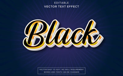 Efecto de texto 3D negro, dorado y blanco. Vector. Efecto de texto 3D negro con negro, dorado y blanco.