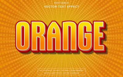 Efeito de texto 3D laranja em negrito, estilo vetorial editável, estilo de texto vetorial 3D laranja editável, laranja vibrante