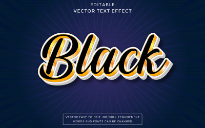 Effet de texte 3D noir, or et blanc vectoriel Effet de texte 3D noir avec noir, or et blanc