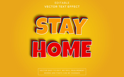 Restez à la maison 3D Effet de texte modifiable de luxe Vector Restez à la maison 3D Effet de texte modifiable de luxe