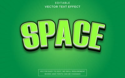Space Debossed 3D Light Green Editable Text Effect 3D Light Green Editable Text Effect Vector