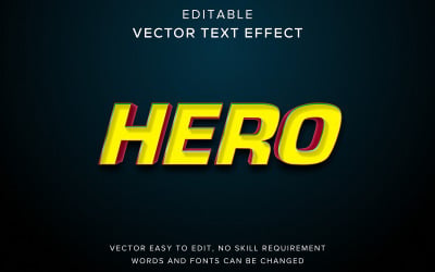 Векторный текстовый эффект Hero, редактируемый с ярким и динамичным стилем. Мощный векторный текстовый эффект Hero.