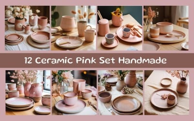 Ceramic Pink Set Handmade
