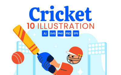 10 illustrazioni di giocatori di cricket
