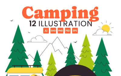 10 Summer Camping Illustration