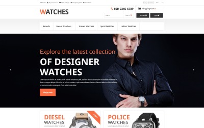 Modello OpenCart di orologi di marca