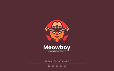 Kedi Maskot Logo Tasarım Şablonu