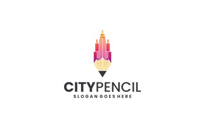 Modern Gradient City Pencil Logo Design
