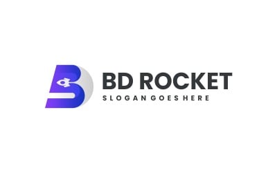 Modern Gradient Letter B with Rocket