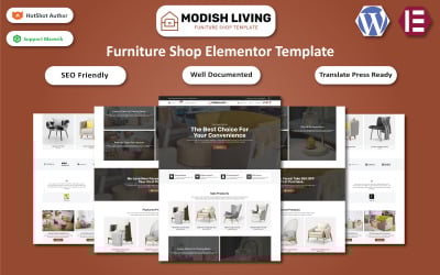 Modish Living - Modelo WooCommerce Elementor para móveis e artigos para casa